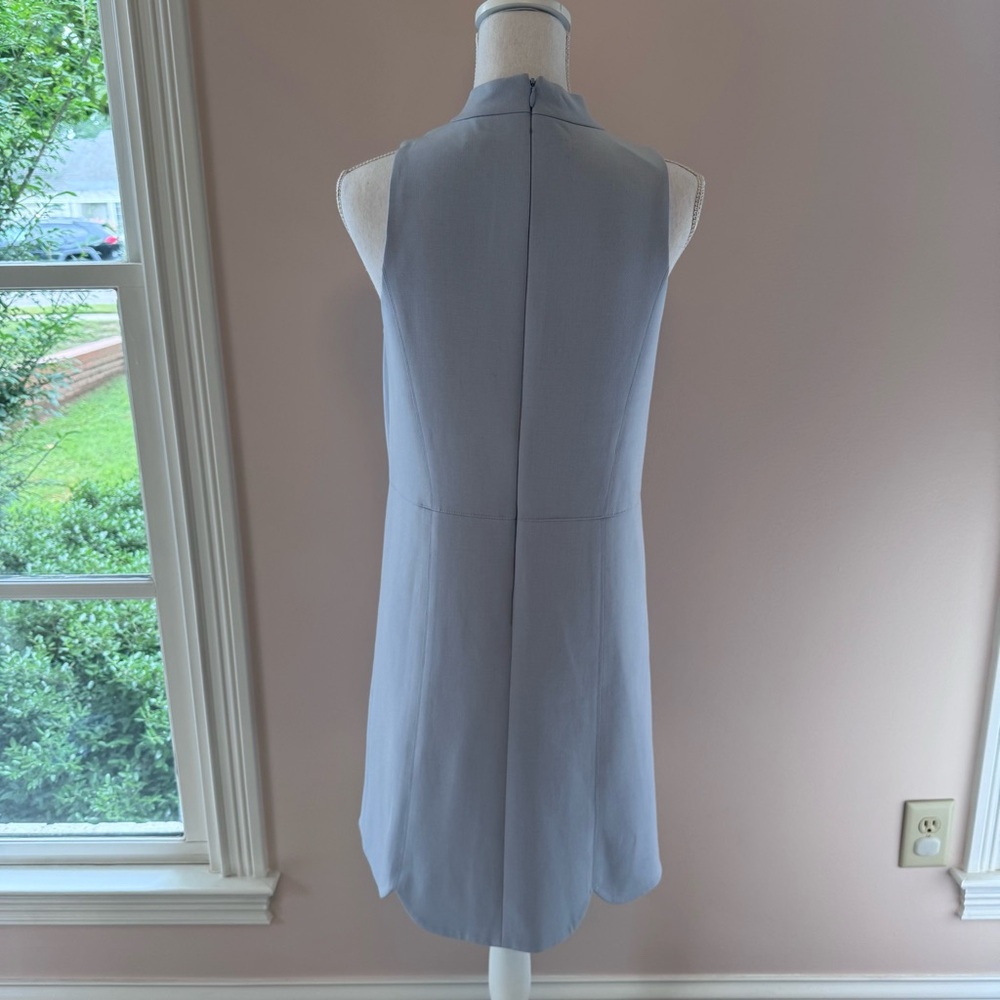 Shoshanna Mock Neck Sleeveless Scallop Hem Dress Light Blue Size 6 - Picture 7 of 9